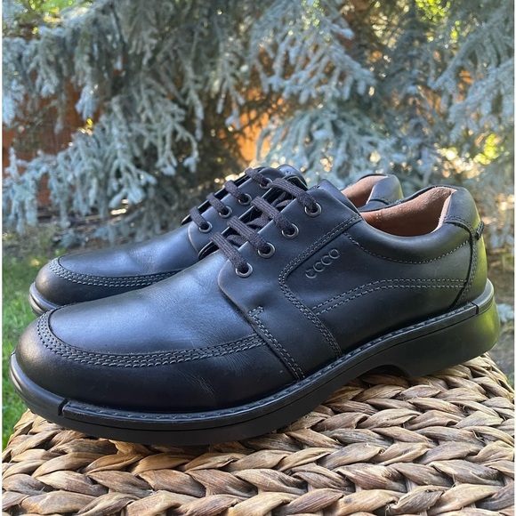 NEW Mens Ecco Fusion II Black Leather Lace-up Moc Toe Oxford Work & Walking Shoe main image 7